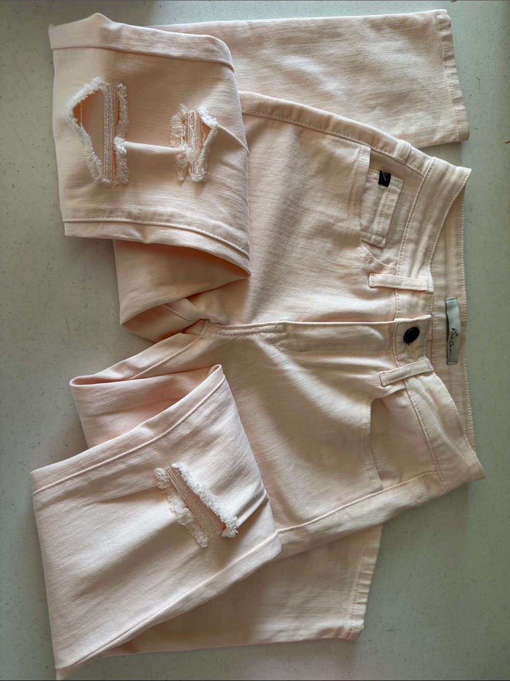KanCan Straight Leg Ripped Jeans - Light Pink